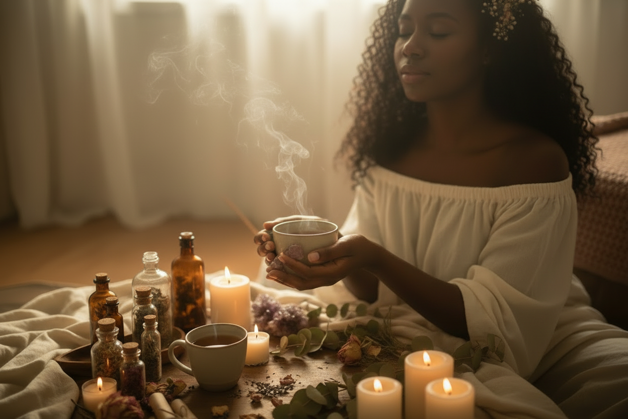 Close-up romantic healing experience